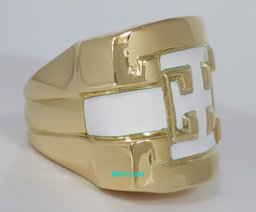 Vintage David Webb Enamel 18K Yellow Gold Statement Ring 31.6 Grams