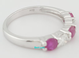 Ruby and Diamond 5 Stone Ring 1 ct 14k White Gold