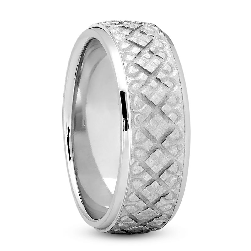 Mens 14KT White Gold Platinum Traditional Wedding Band M520