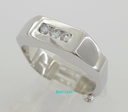 Round Cut Diamond Channel Set Wedding Band 0.27 ct 14K White Ring 8 mm Size 9.5