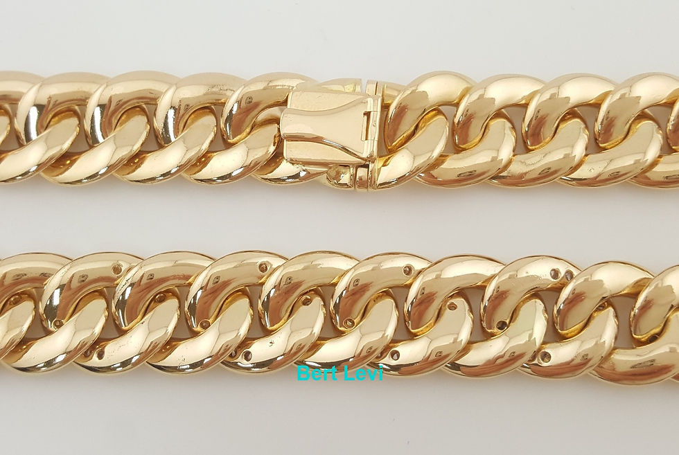 Thumbnail: Diamond Cuban Chain Necklace 6 ct 18K Yellow Gold Germany 13.5 mm 244.5 Grams