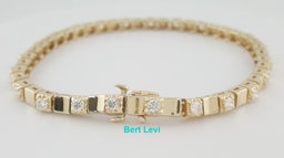 Round Diamond Station Tennis Bracelet 2 ct 14.5 Grams 7.25" 14K Yellow Gold