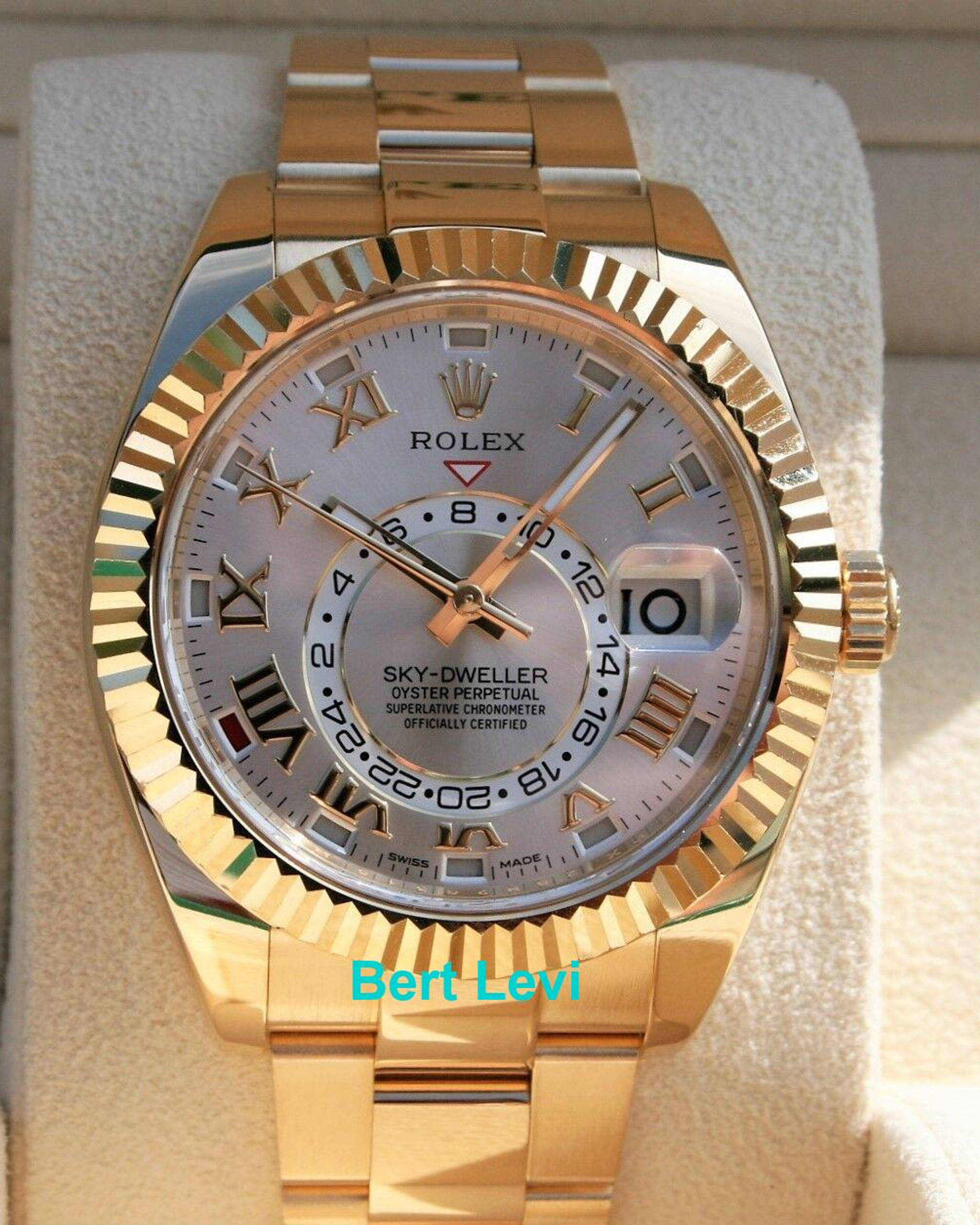 ROLEX 326938 SKY-DWELLER WATCH 18K SILVER ROMAN
