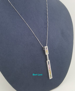 Le Vian LeVian Multicolored Rainbow Sapphires Diamond Necklace 1.83 ct 14K Gold
