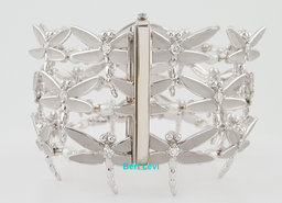 Tiffany & Co. Dragonfly Diamond Pearl Bracelet 18K W Gold 2.3 ct 67.7 Grams