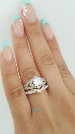 Supreme Princess Diamond Engagement Ring Set 1.63 ct 18K 2-Tone Gold Retail $9K