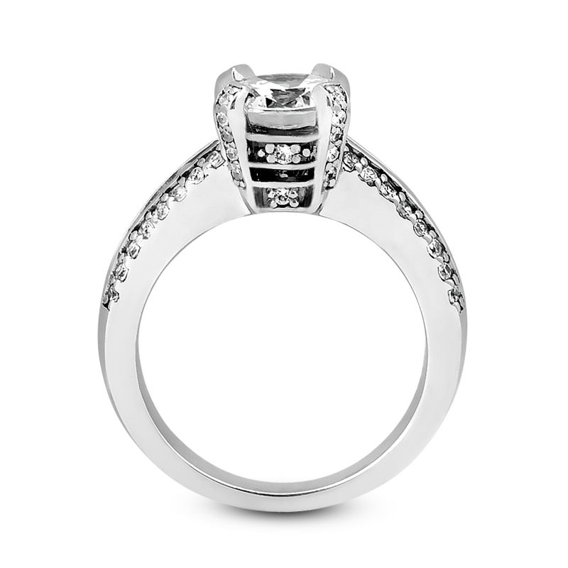 Thumbnail: Ladies 14KT White Gold Platinum Fancy Engagement Ring ENR7190