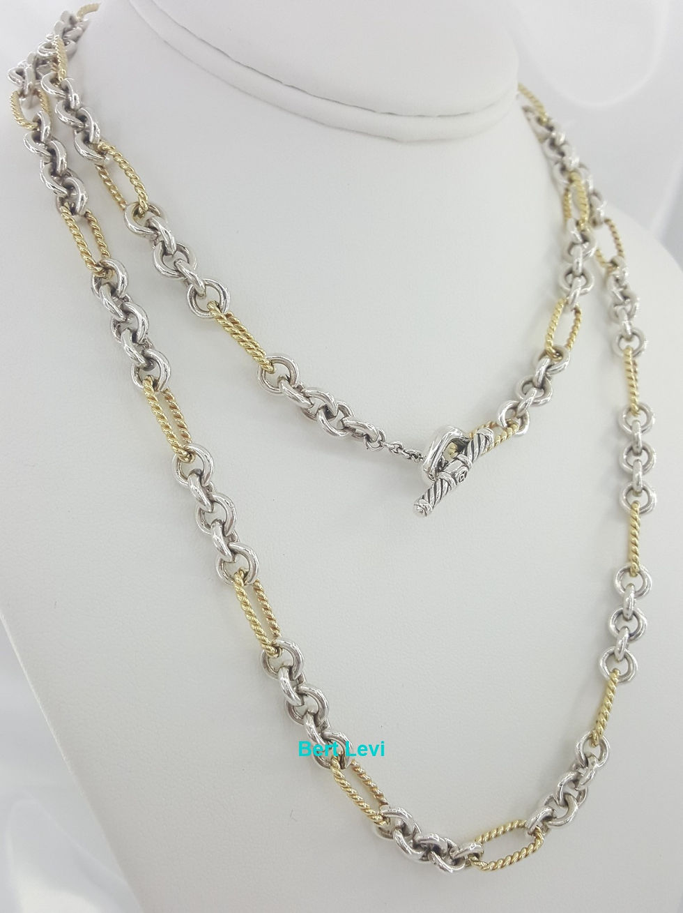 Thumbnail: David Yurman Figaro Toggle Link Necklace 18k Yellow Gold & Silver 36" 90.5 Grams