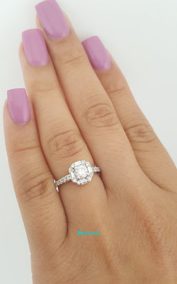 Natural Round Diamond Halo Engagement Ring 14k White Gold 0.71 ct