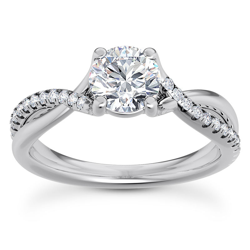 Ladies 14KT White Gold Platinum Fancy Engagement Ring ENR9763-1