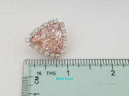 Morganite & Diamond Halo Necklace 16 ct Trillion Cut 14K Gold 20" Retail $12K