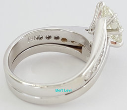 Marquise Cut Diamond Wedding Band Engagement Ring Set 1.56 ct 14k White Gold