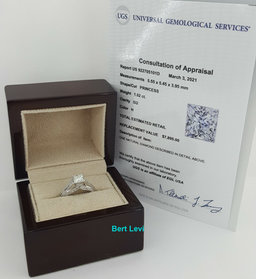 Princess Diamond Engagement Ring 1.67 ct 14K White Gold H/SI2 Retail $9,395