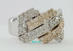 Diamond Pave Half Circle Cuban Link Gent's Ring 3.25 ct 10k Gold 4 Four Row