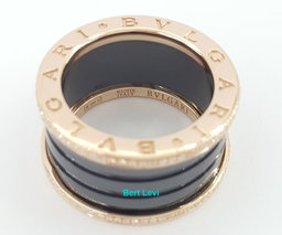 Bvlgari Bulgari B.Zero1 Diamond Black Ceramic 18k Rose Gold Four-Band Ring $6.9K