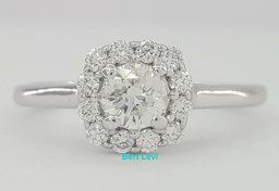 0.5 ct 14k White Gold Round Brilliant Cut Flower Halo Engagement Ring Size 5.25