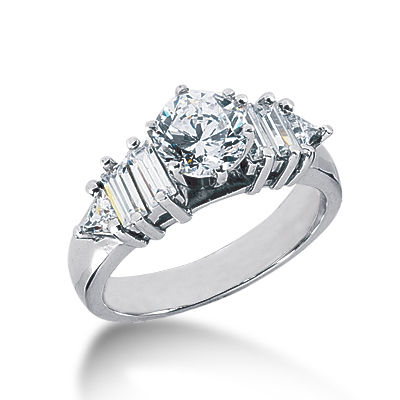 Ladies 14KT White Gold Platinum Fancy Engagement Ring ENR1408