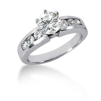 Ladies 14KT White Gold Platinum Fancy Engagement Set ENS523-A