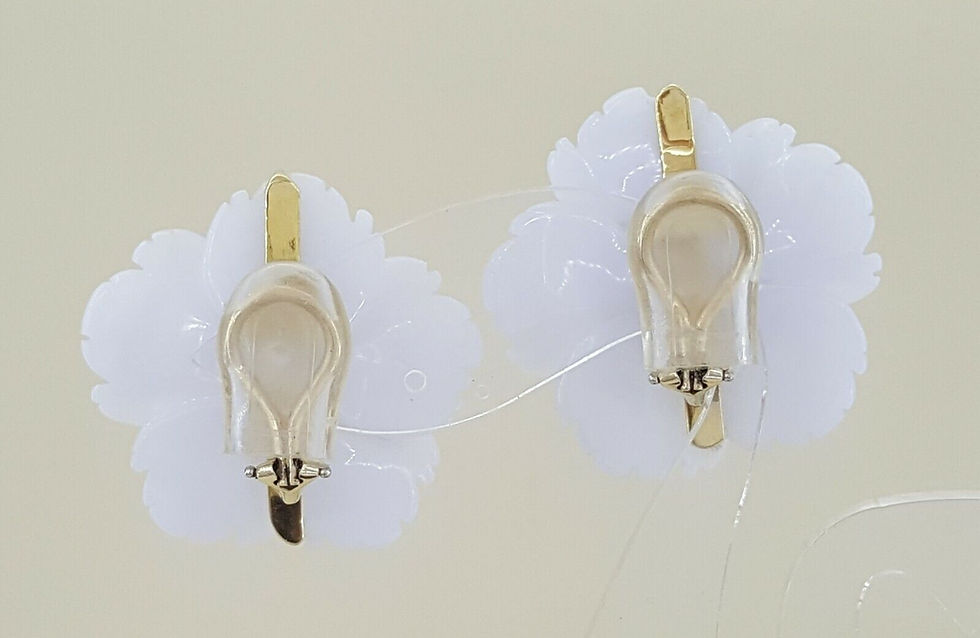 Thumbnail: Andrew Clunn White Agate & Oval Tourmaline Flower Ear-Clip Earrings 18k Gold