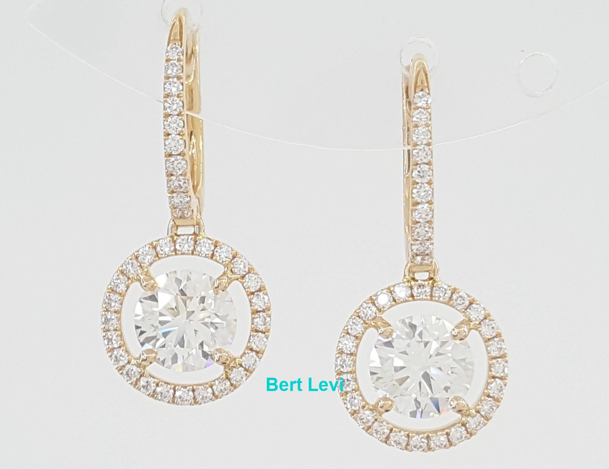 De Beers Aura Diamond Halo Dangle Earrings 1.22 ct 18K Rose Gold Retail $10K