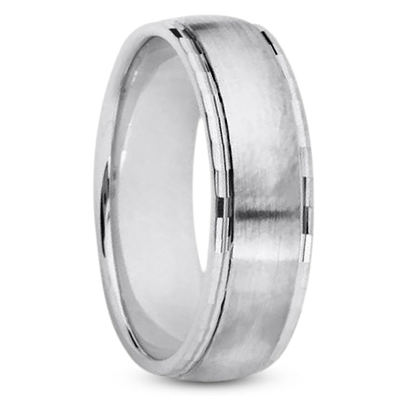 Mens 14KT White Gold Platinum Traditional Wedding Band M289