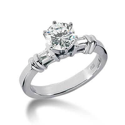 Ladies 14KT White Gold Platinum Three Stones Engagement Ring ENR1118