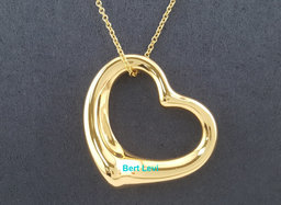 Tiffany & Co Elsa Peretti  Open Heart Pendant 18K Yellow Gold 18" 27.6mm
