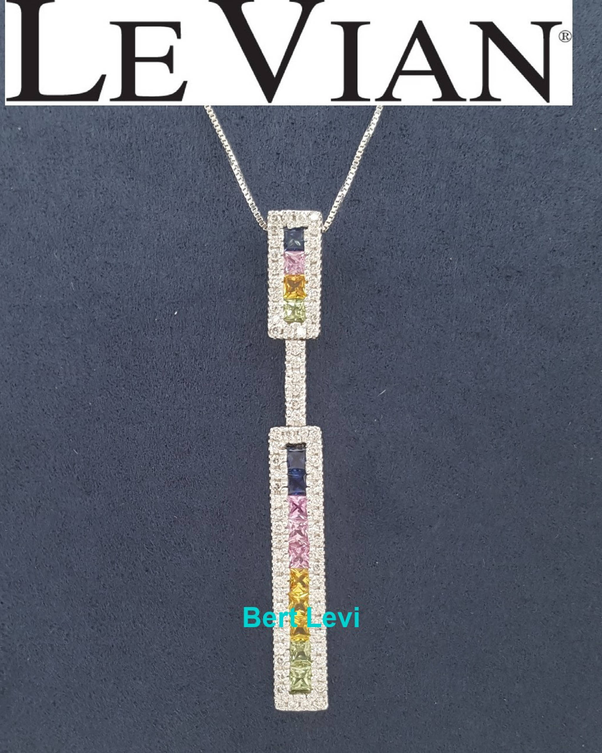 Le Vian LeVian Multicolored Rainbow Sapphires Diamond Necklace 1.83 ct 14K Gold