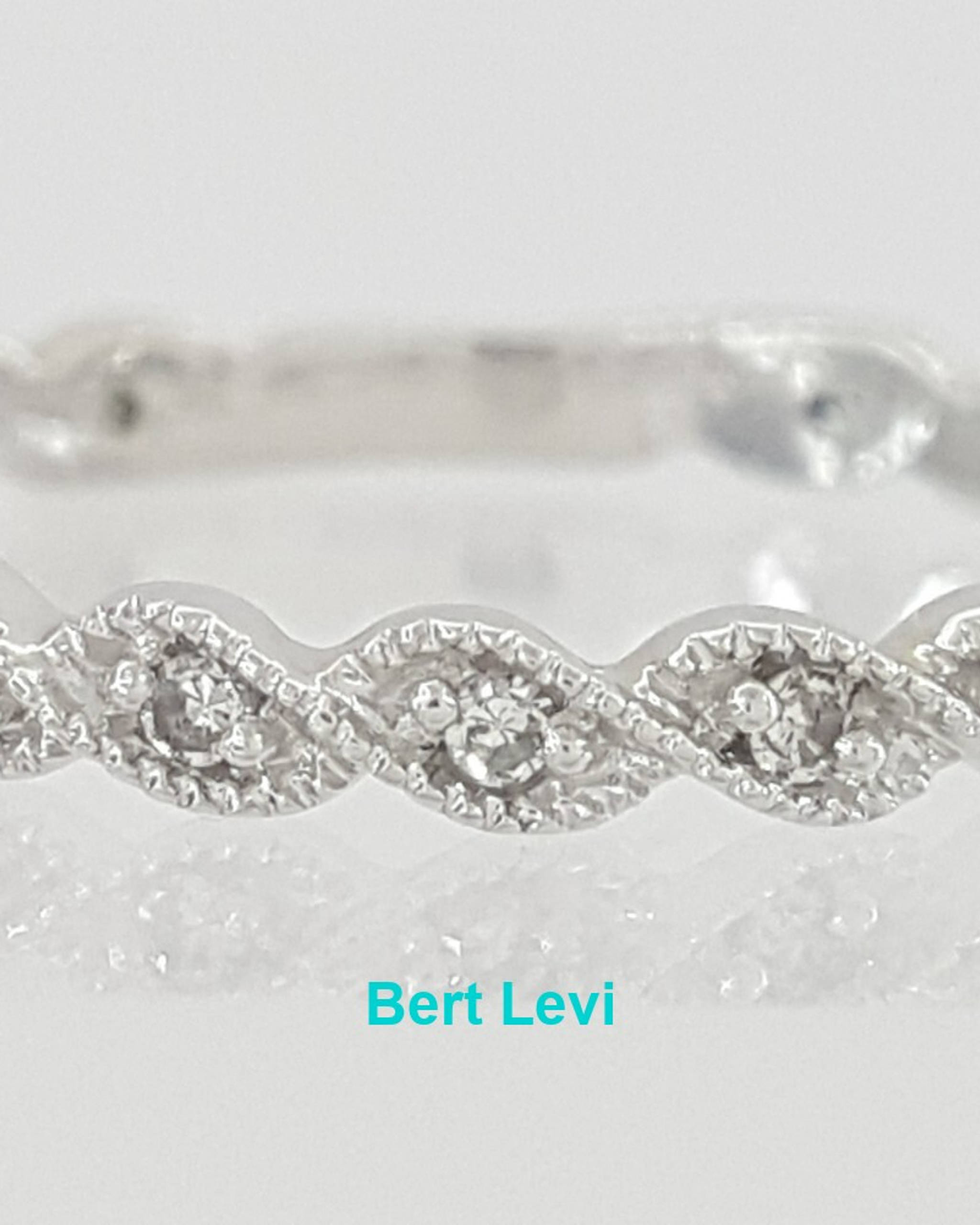 0.09 ct 14k White Gold 3/4 Circle Round Diamond Twisted Wedding Band 2.2mm