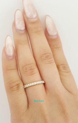 Half Circle Round Diamond Shared Prong Wedding Band 0.25 ct 14k Gold 2.2 mm