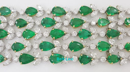 Green Emerald & Diamond Tennis Bracelet 78 ct 18k White & Yellow Gold Rtl $200K