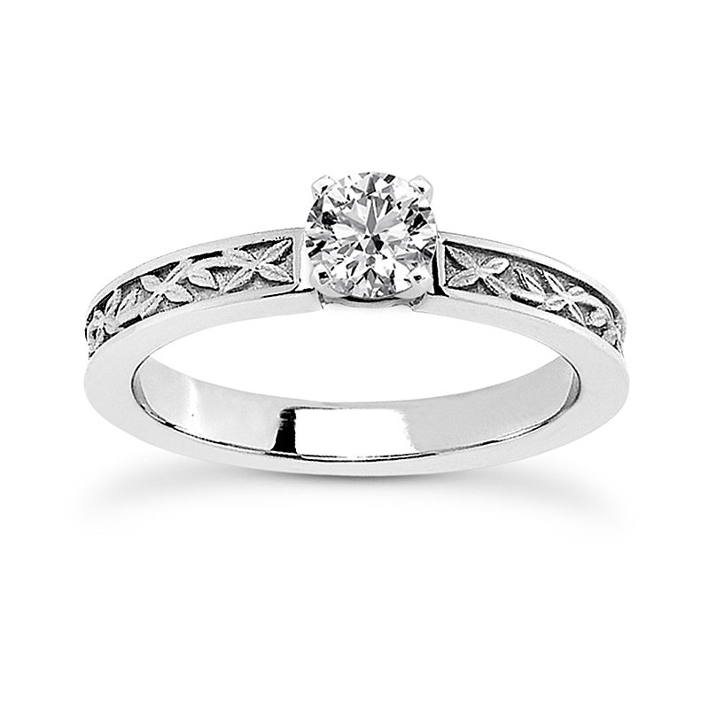 Ladies 14KT White Gold Platinum Solitaire Engagement Set ENS3552-A