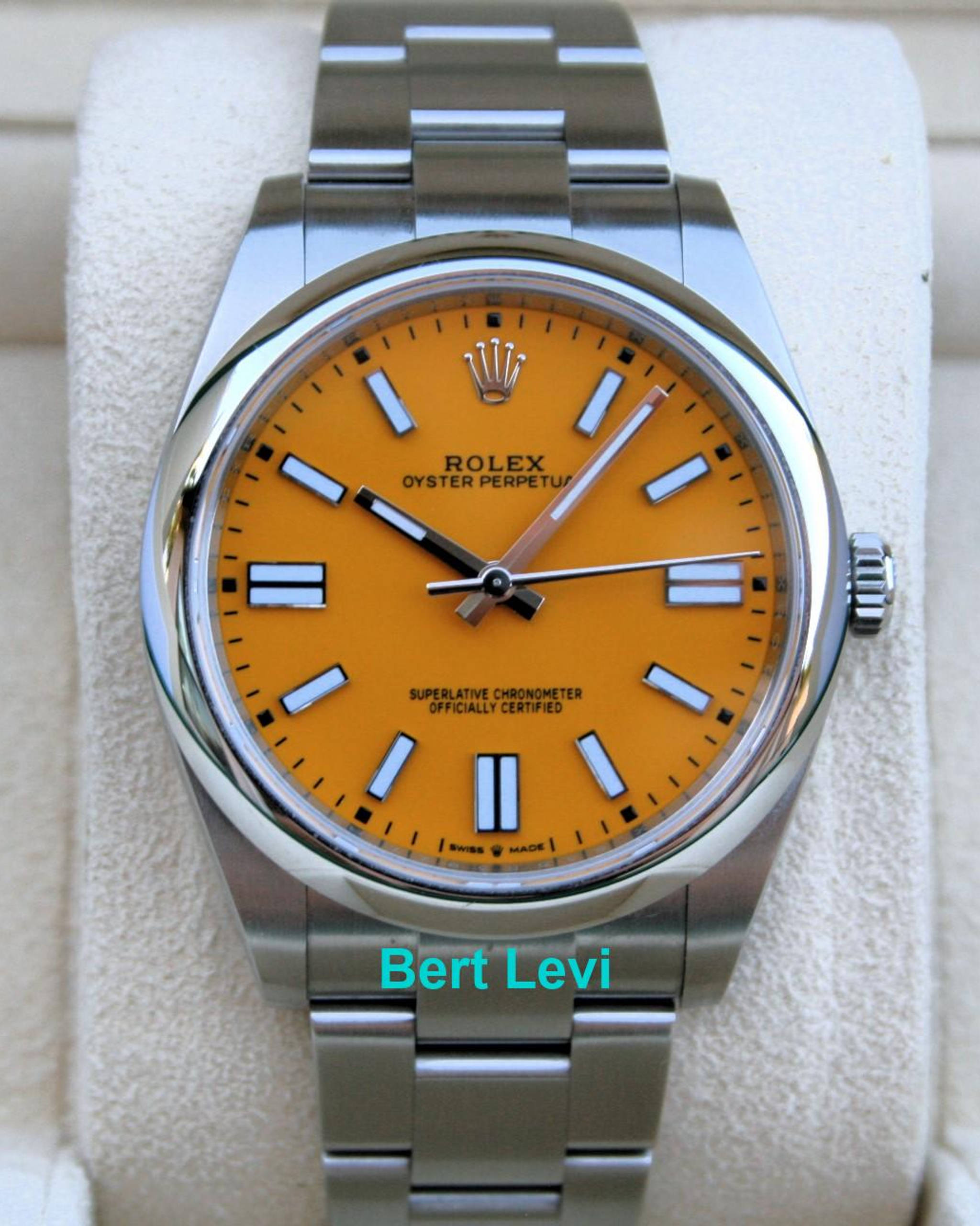 ROLEX 124300 OYSTER PERPETUAL YELLOW DIAL WATCH