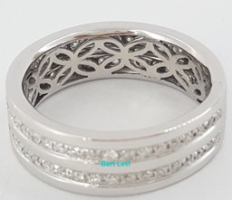 Two Row Round Diamond Channel Set 1 ct 14K White Gold Wedding Band / Ring 7.6mm