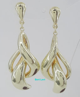 14k Yellow Gold Drop Dangle Earrings 1.75" 5.4 Grams