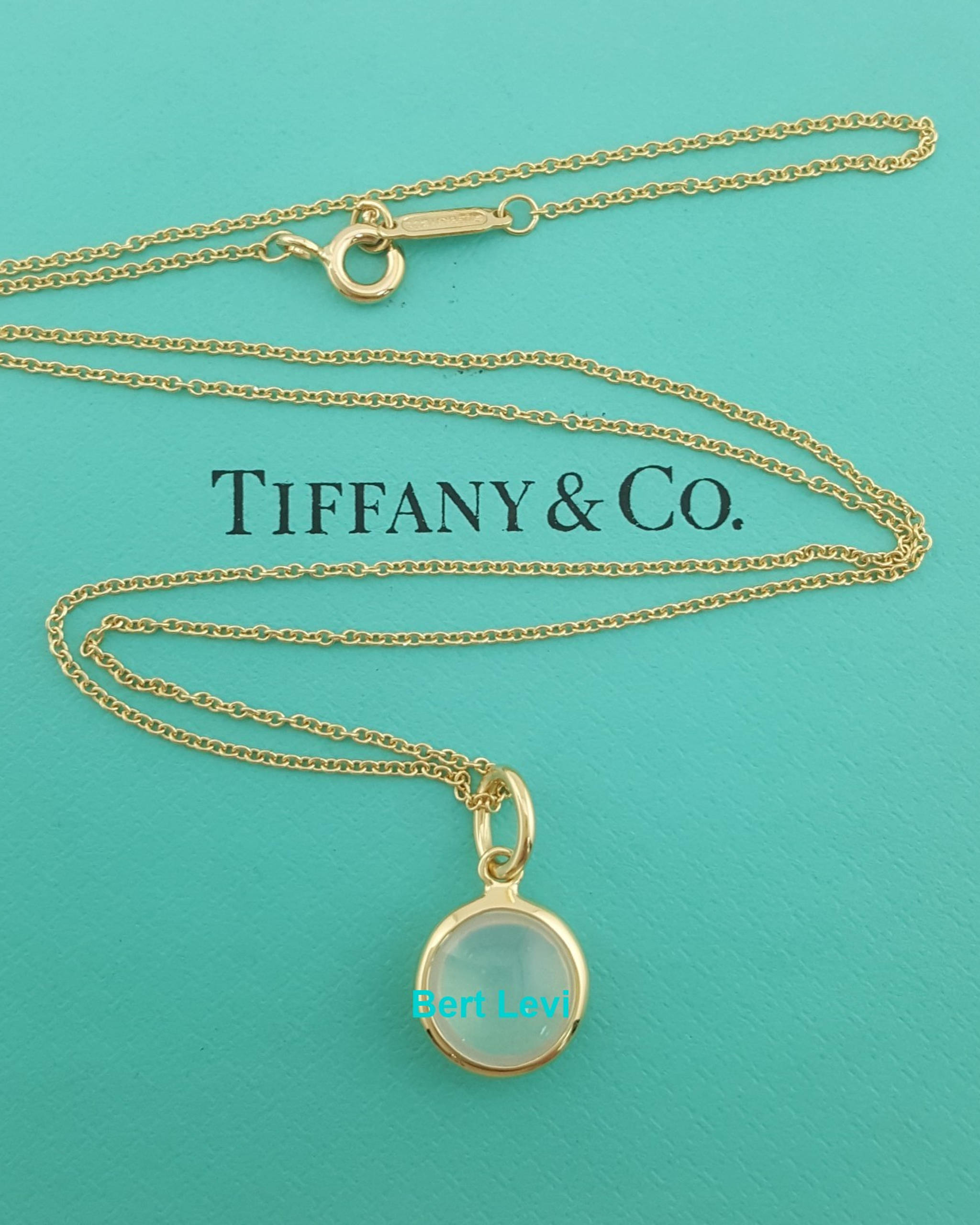 Tiffany & Co Paloma Picasso Moonstone 18K Yellow Gold Pendant Necklace 18"
