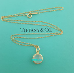 Tiffany & Co Paloma Picasso Moonstone 18K Yellow Gold Pendant Necklace 18"