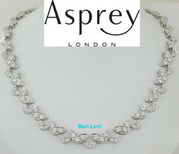 Asprey  Round Diamond Chevron Shaped Links 6.9 ct 18K White Gold Necklace 15"