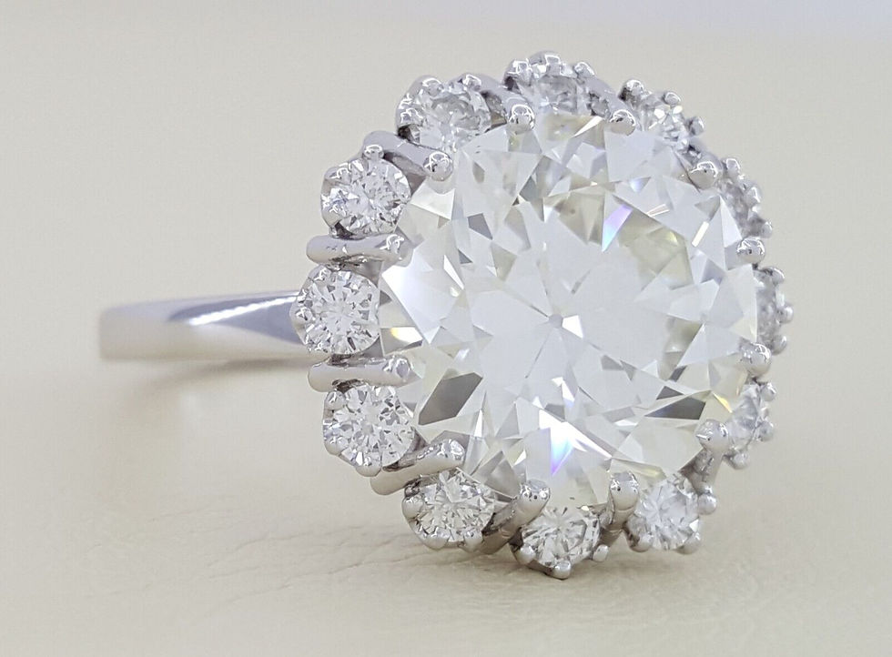Thumbnail: Antique Art Deco Old European Cut Diamond 4.01 ct Halo Engagement Ring GIA