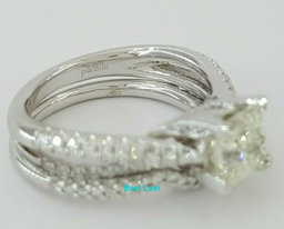 Princess & Round Cut Diamond Engagement Wedding Ring Set 1.8 ct Parade 18k