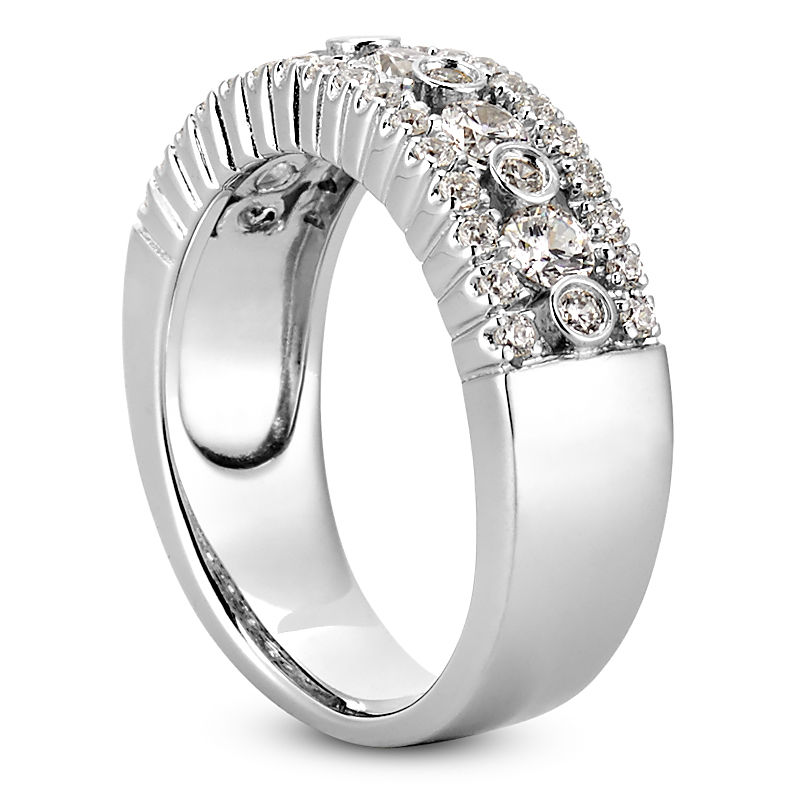 Thumbnail: Ladies 14KT White Gold Platinum Round Diamond Wedding Band WB887