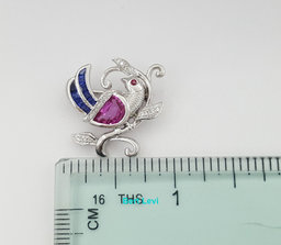 Le Vian LeVian 18K White Gold 2.09 ct Pink Sapphire Diamond Bird Brooch Pin