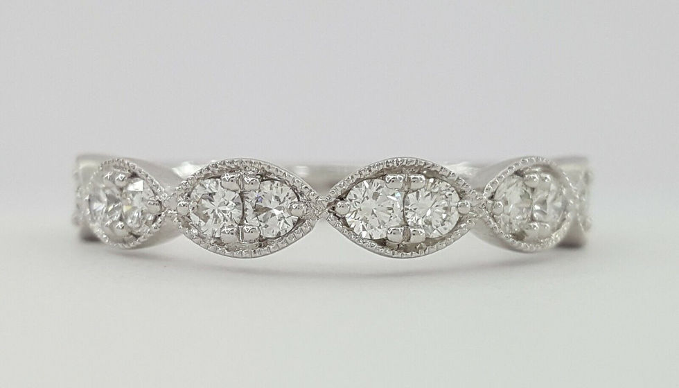 14k White Gold Half Circle Round Diamond Marquise Style Wedding Band Ring 0.5 ct