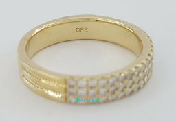 0.57 ct 3 Three Row Diamond Pave Half Circle Wedding Anniv. Ring 14k Gold Sz 6