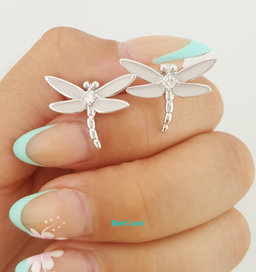 Tiffany & Co 18K White Gold Dragonfly Diamond Stud Earrings 0.16 ct 4 Gr 15.5 mm
