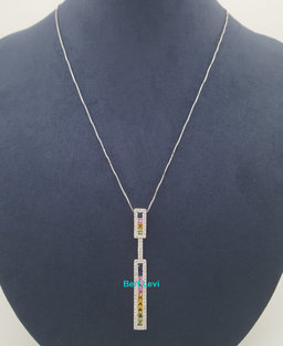 Le Vian LeVian Multicolored Rainbow Sapphires Diamond Necklace 1.83 ct 14K Gold