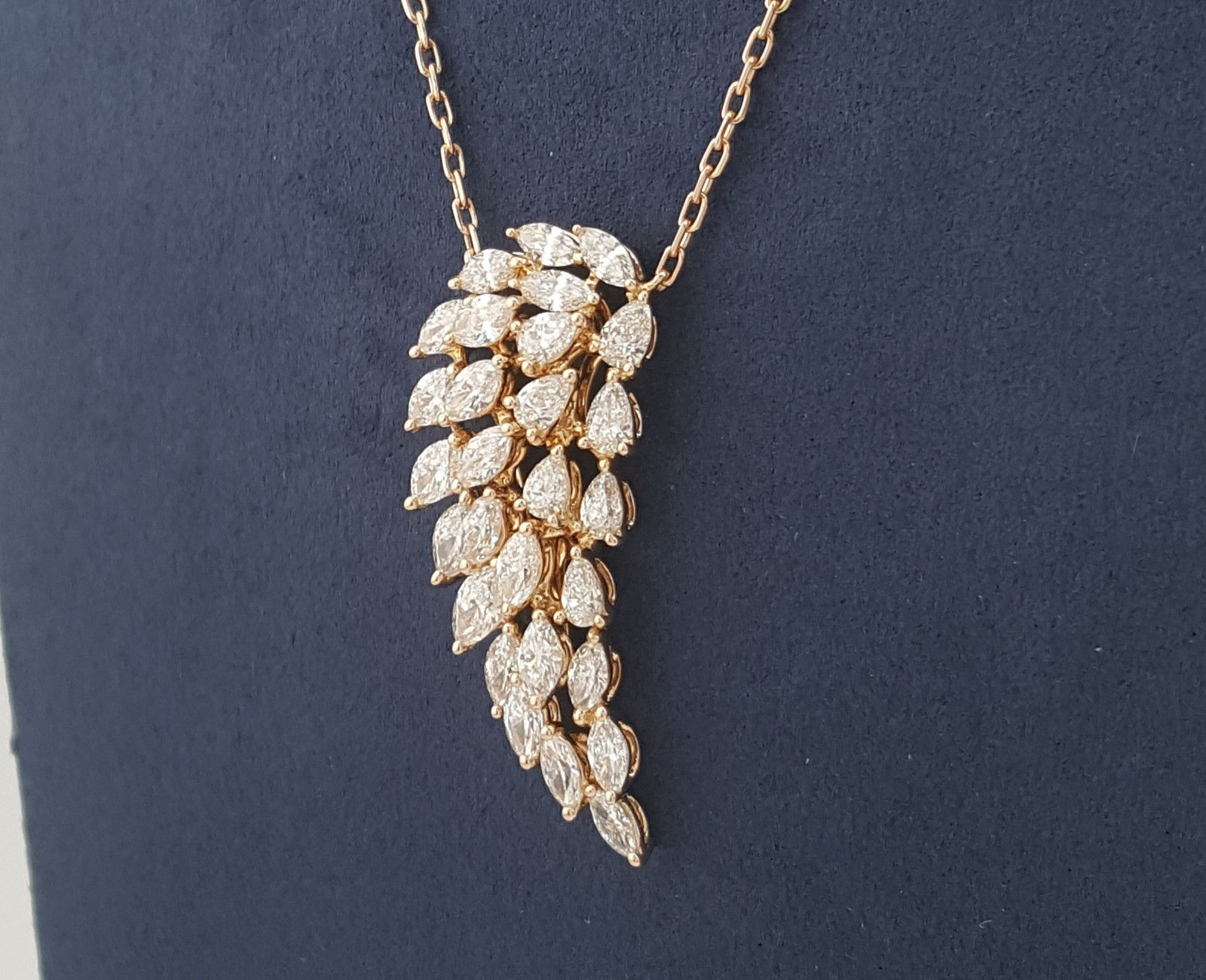 Messika Marquise Pear Diamond Angel Necklace 17" 2.1 ct 18k Rose Gold Rt $19,597