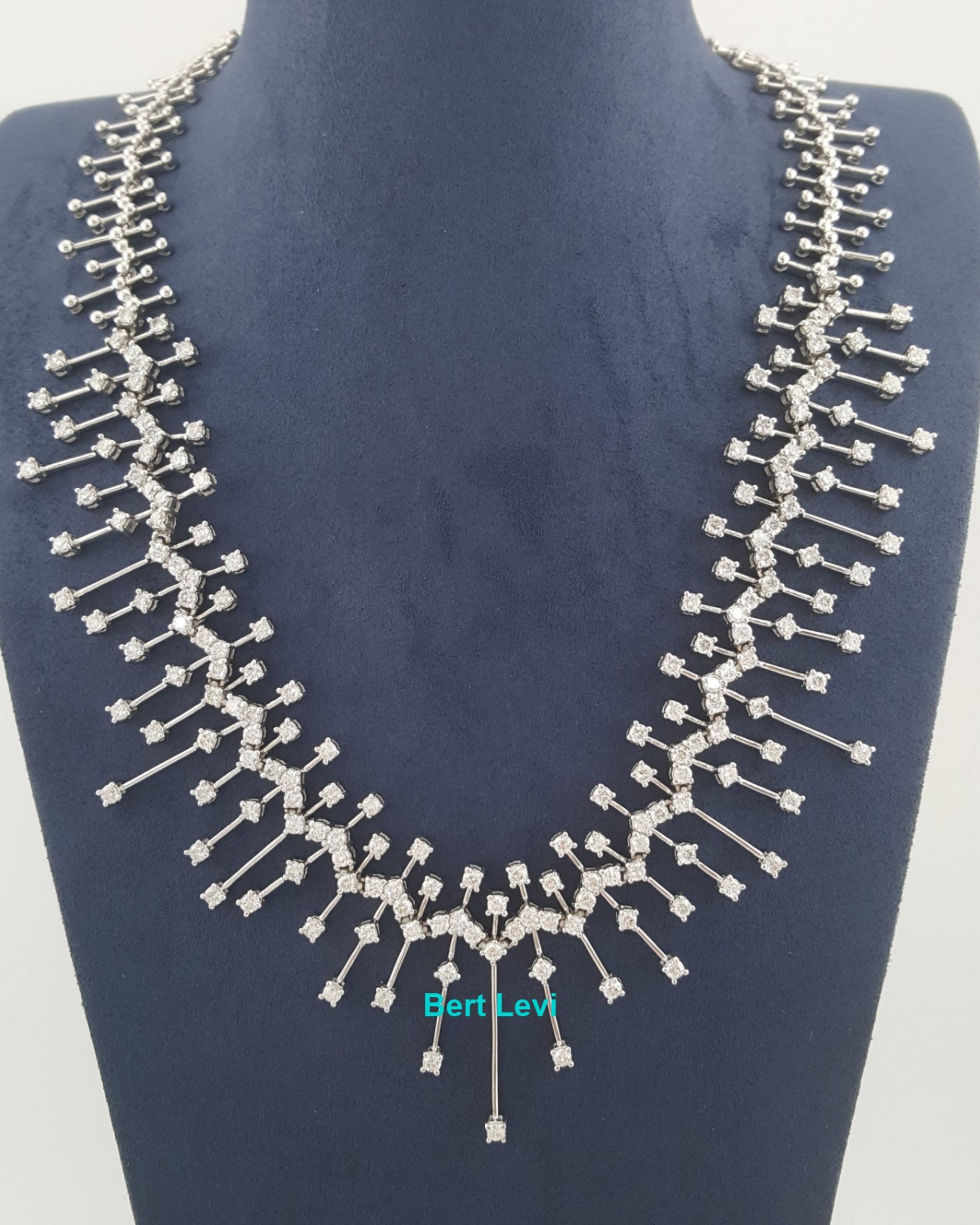 Diamond Chandelier Necklace 7.77 ct 14K White Gold 16" Retail $22,995