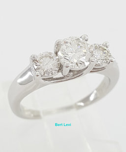 Round Brilliant Diamond 1 ct Three 3-Stone Platinum Engagement Ring