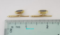 Onyx & Diamond Shirt Studs 18k Yellow Gold 0.3 ct 9 Grams